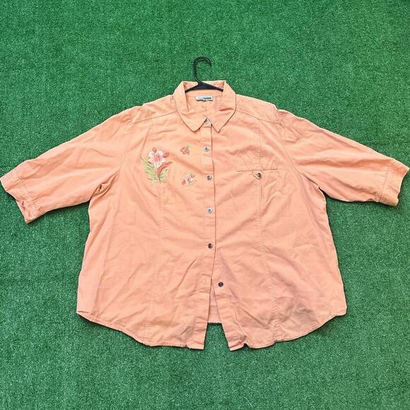 Vintage Embroidered Floral Button-Up Shirt - Picture 1 of 5